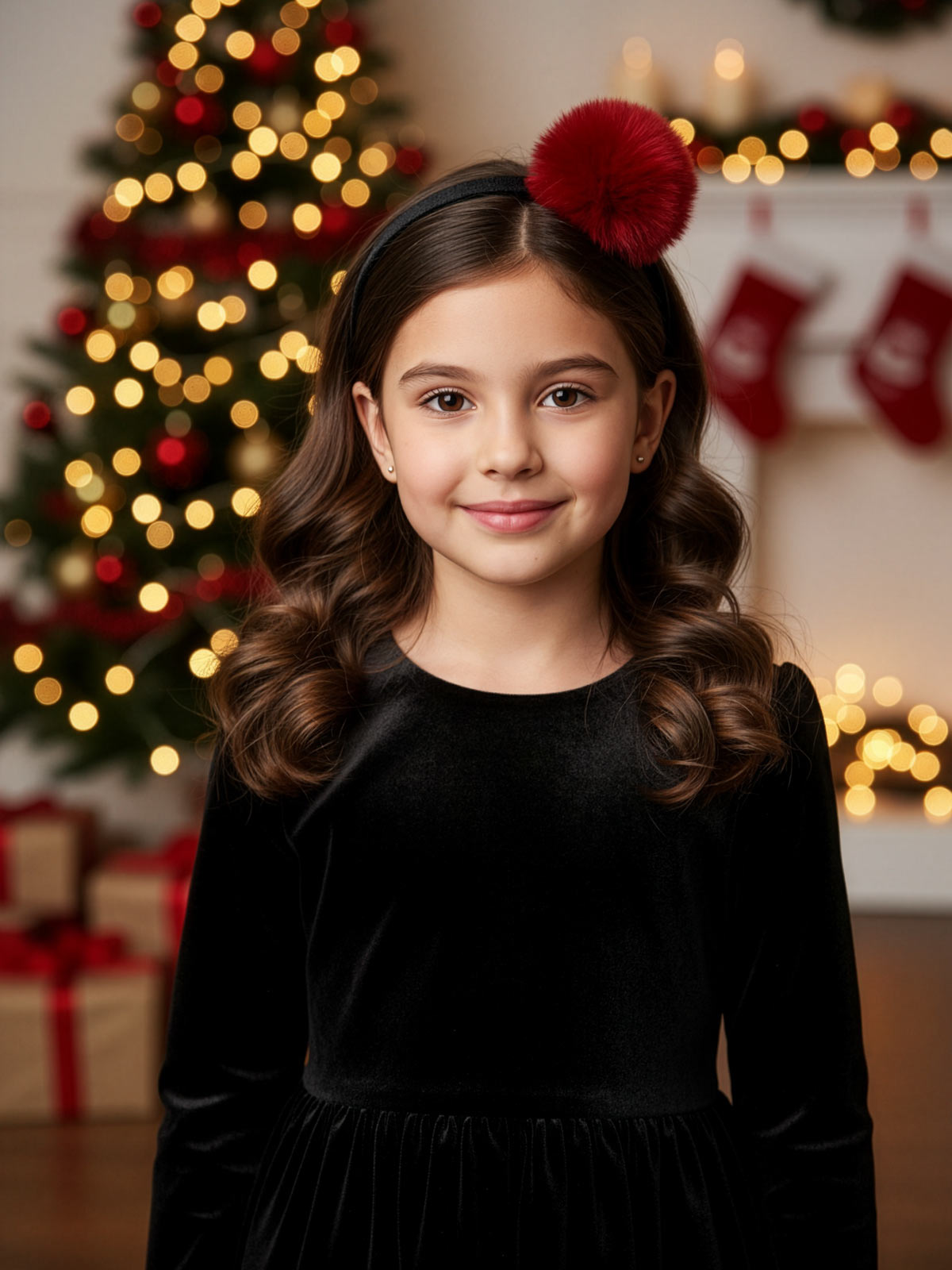 DC-POM POM Μαύρη  Βελούδινη Στέκα μαλλιών