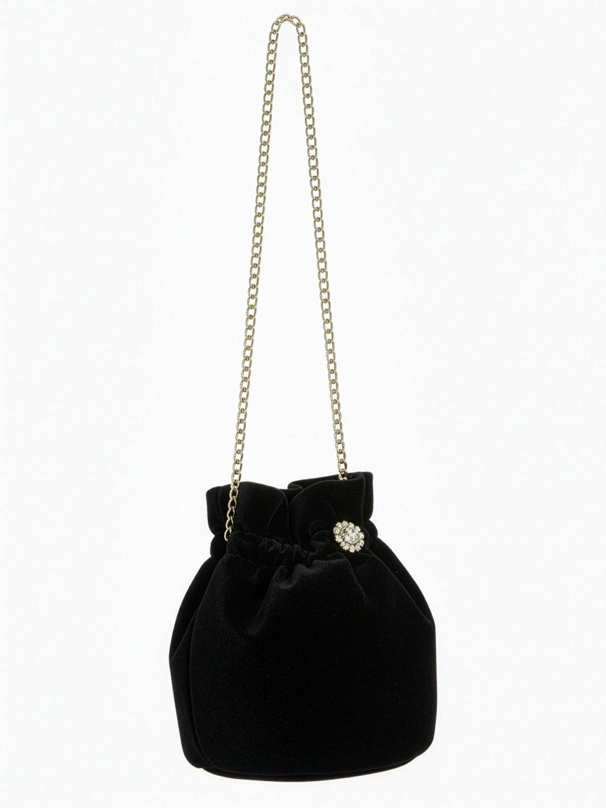Girl's  small velvet bucket bag black - BERRY
