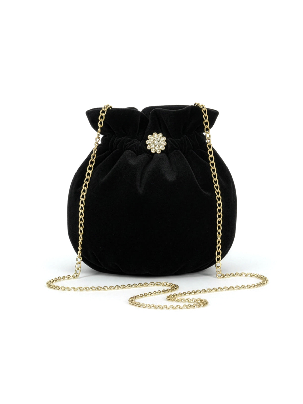 Girl's  small velvet bucket bag black - BERRY