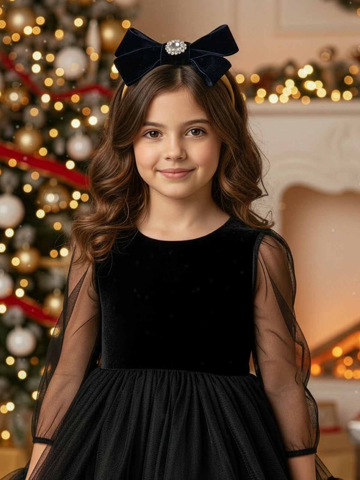 DC- Velvet Hairband with rhinestone decor