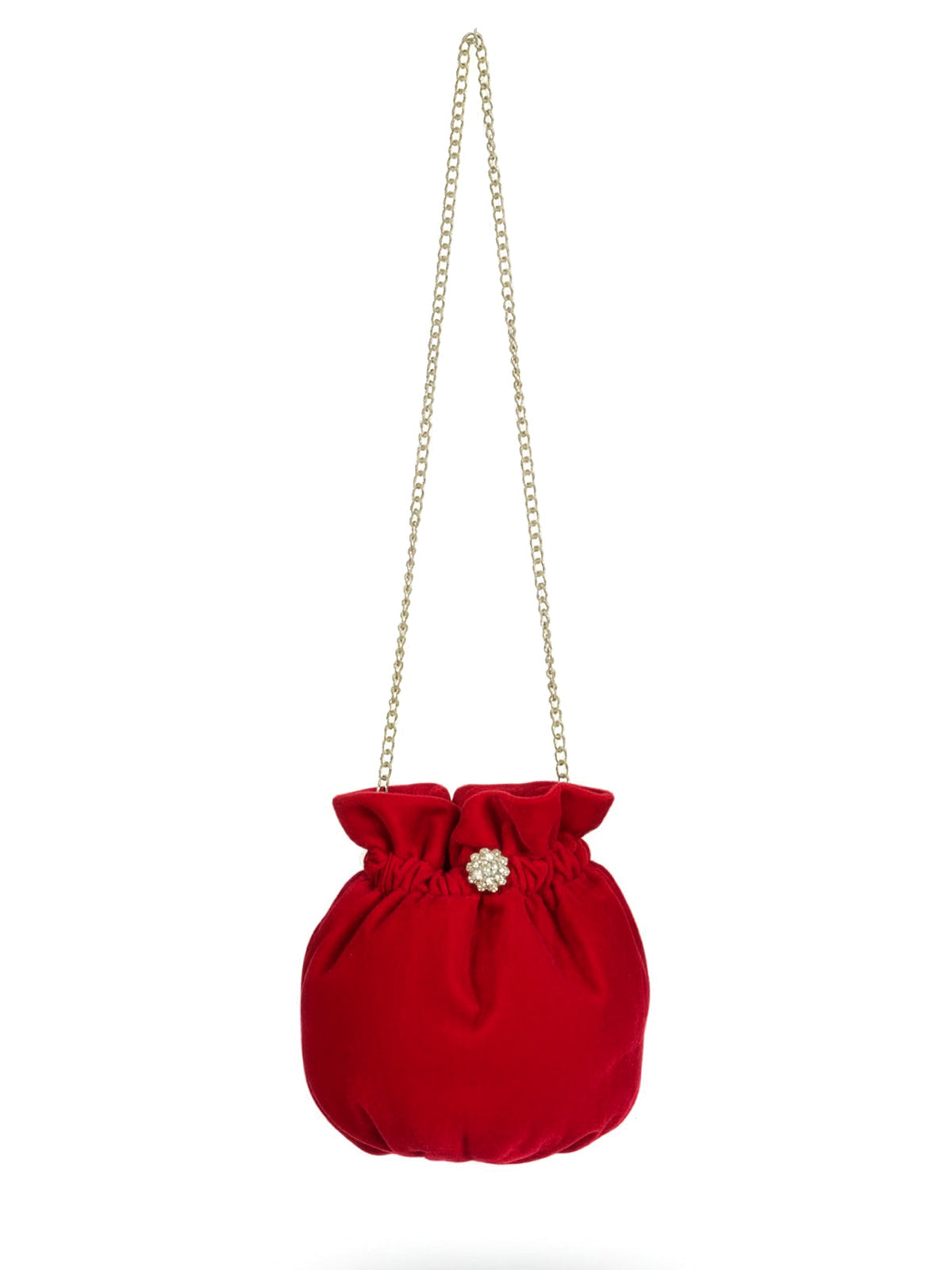 Κόκκινο βελούδινο τσαντάκι πουγκί - BERRY