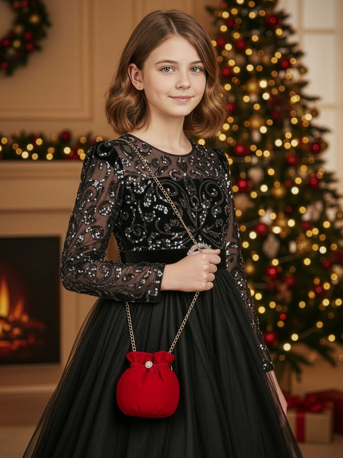 Κόκκινο βελούδινο τσαντάκι πουγκί - BERRY