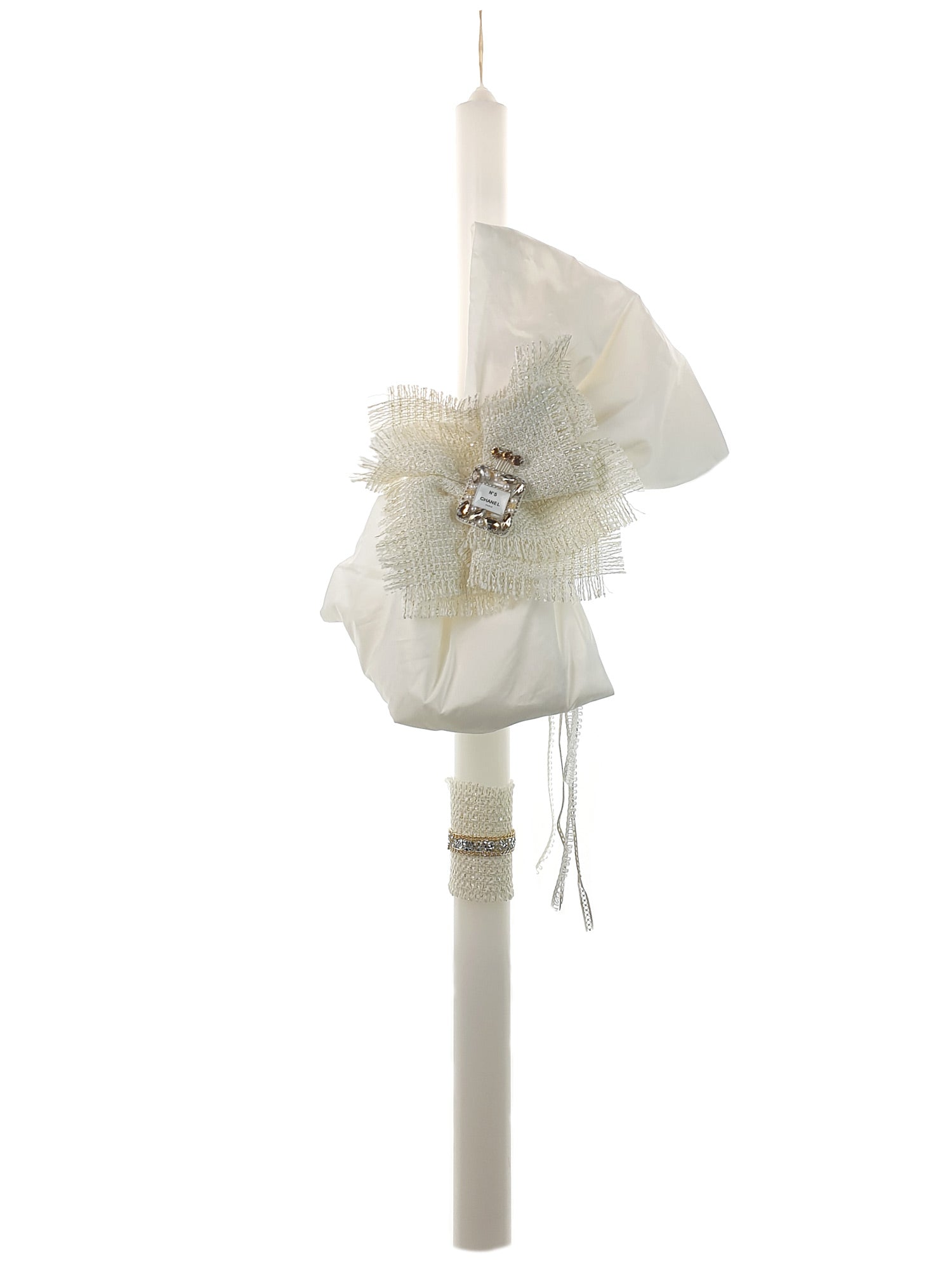 Christening candle with applique decorative-CHANEL