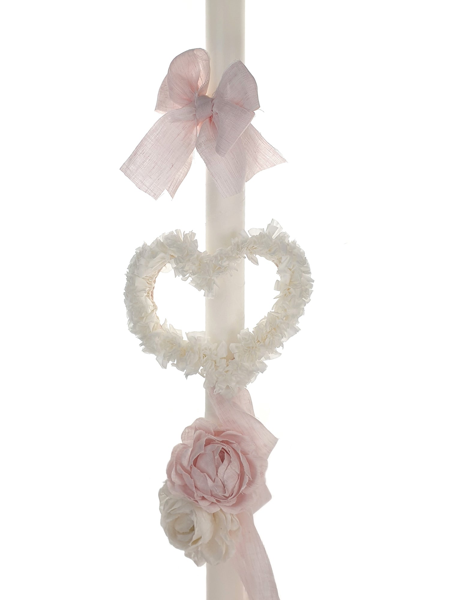 Christening candle with heart wreath-CHELSEA