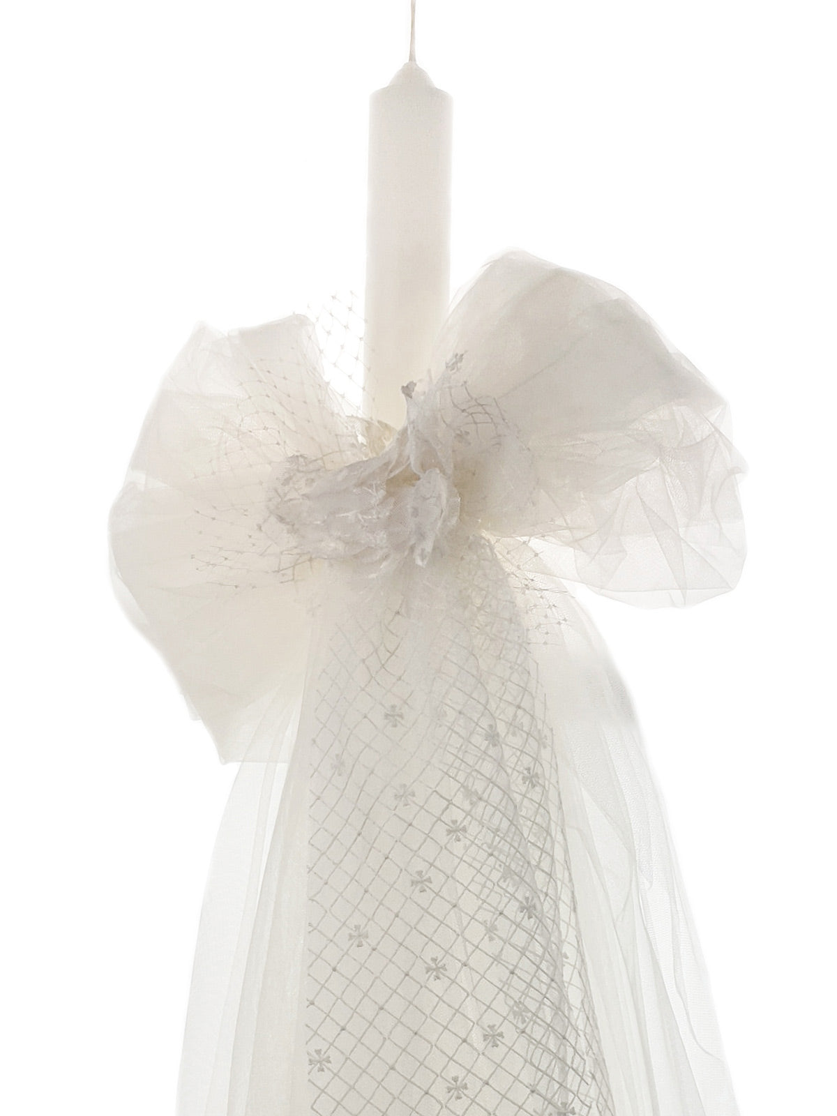 Christening candle with embroidered tulle-COY