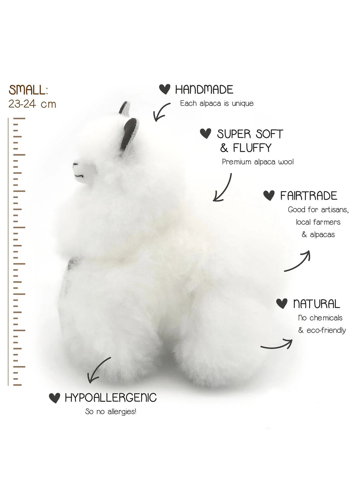 Inkari Alpaca soft toy-Naturals-IVORY WHITE-Small 23cm