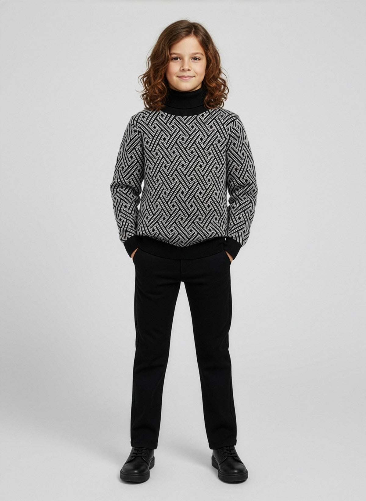 ANTONY MORATO Black knitted sweater turtleneck for boy-MKSW1252