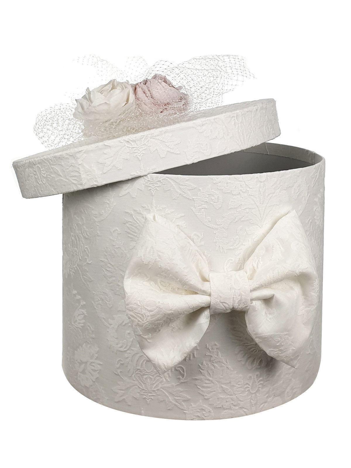 Round baptism Box with  jacquard linen - LOVABLE