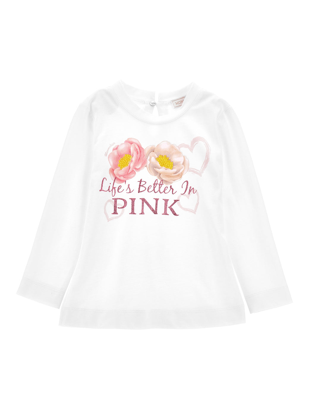 MONNALISA Ecru T-shirt with Floral prints for girls-19B603