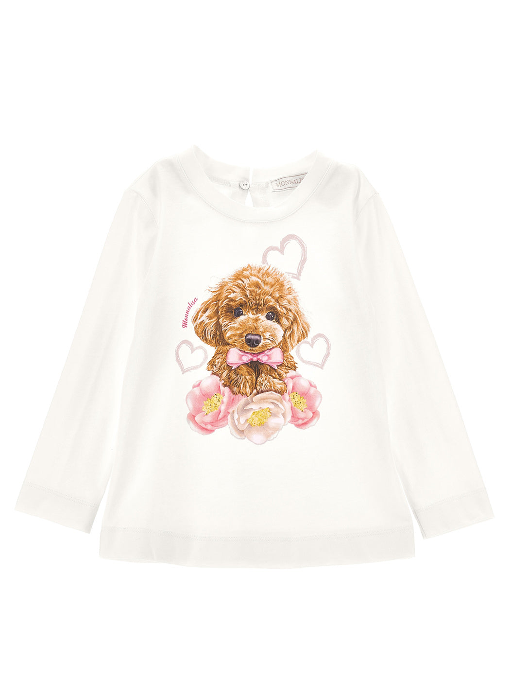 MONNALISA Ecru anemone print T-shirt for girls-19B610