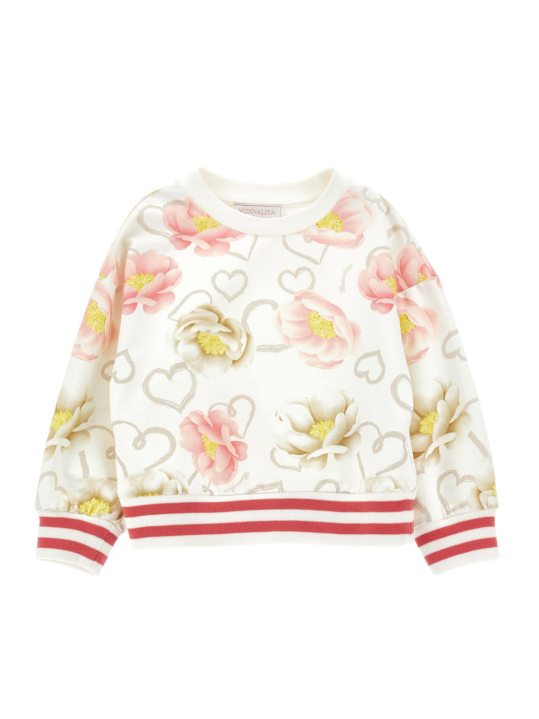 MONNALISA Ecru Anemone print sweatshirt for girls-19B601