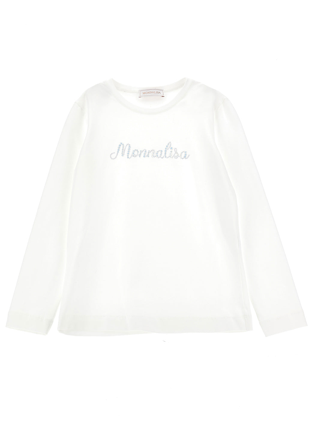 MONNALISA Ecru T-shirt with logo for girls-17B602