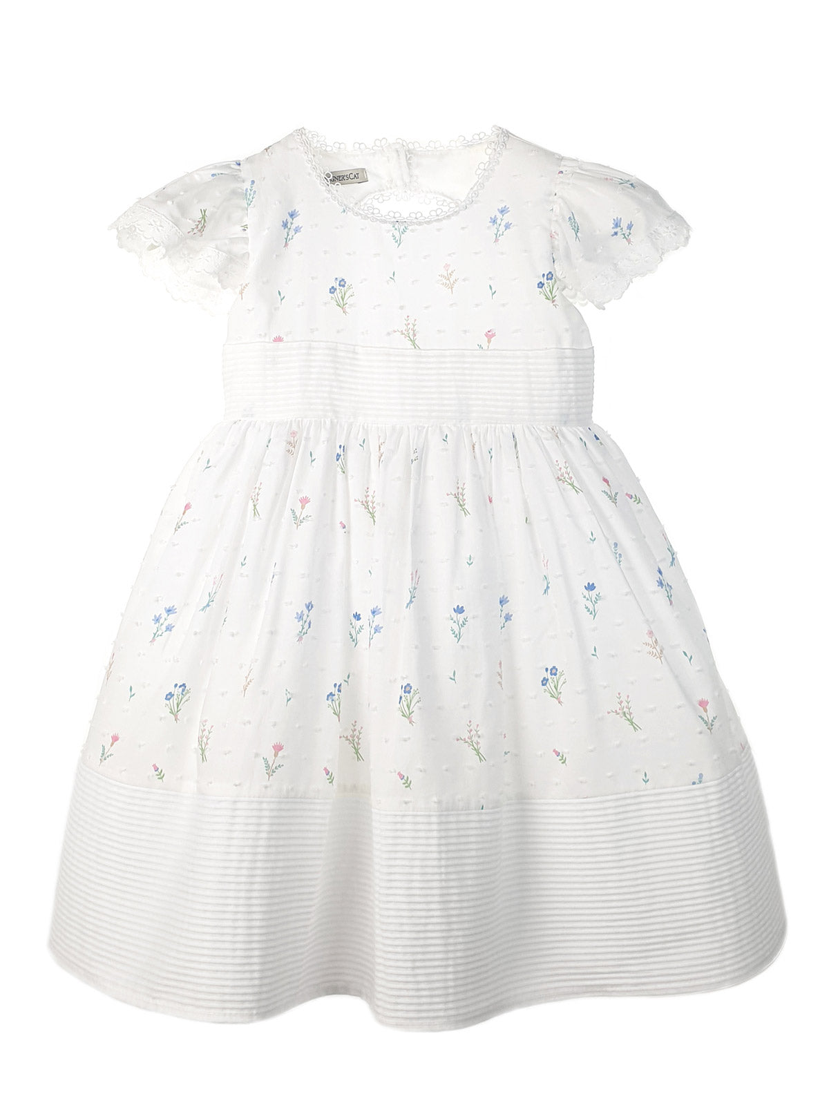 Girl's cotton floral dress with polka dots - RAQUELLE
