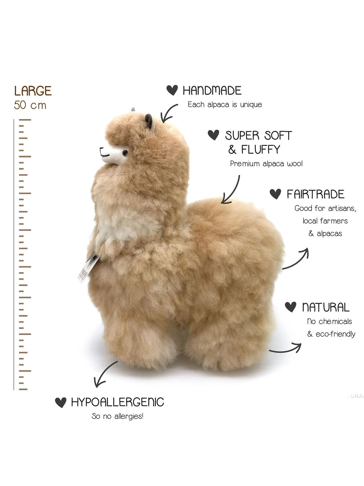Inkari Alpaca soft toy-Naturals- SANDSTONE-Large 50cm