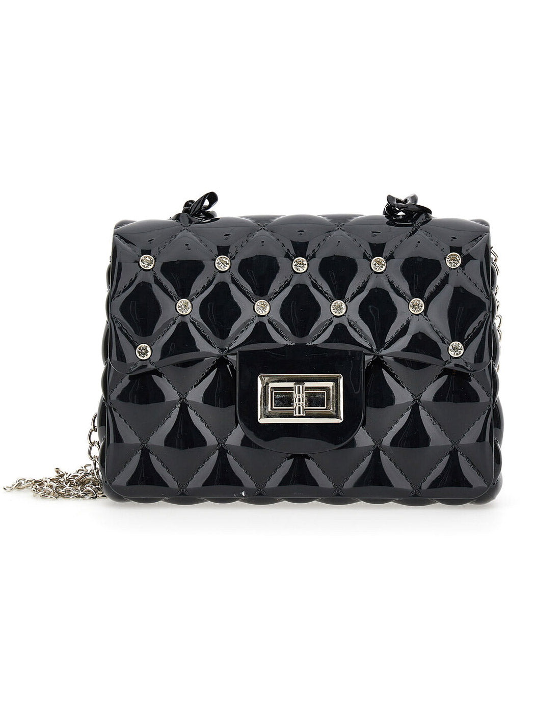 MONNALISA Black handbag with rhinestone for girl-17A005