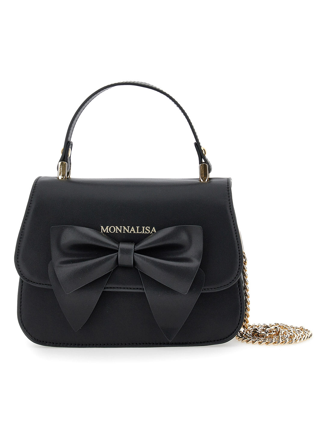 MONNALISA Black regenerated leather bag for girl-17B001