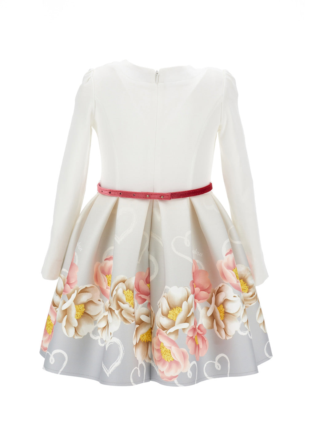 MONNALISA Girls white dress with pleated skirt-11B902