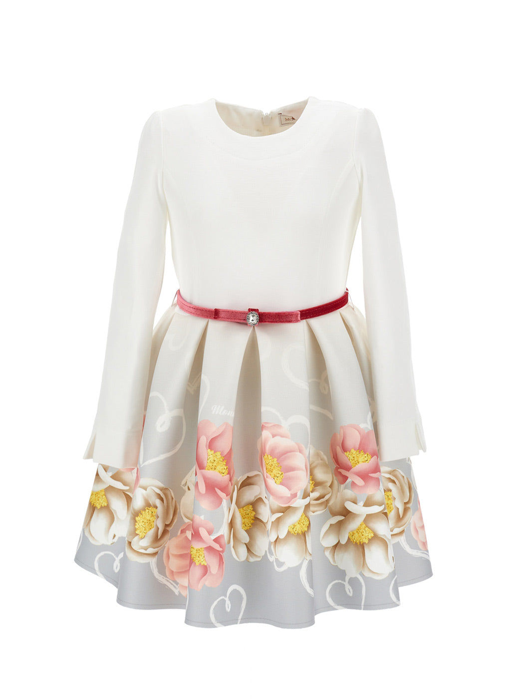 MONNALISA Λευκό φόρεμα με πλισέ φούστα για κορίτσι-11B902