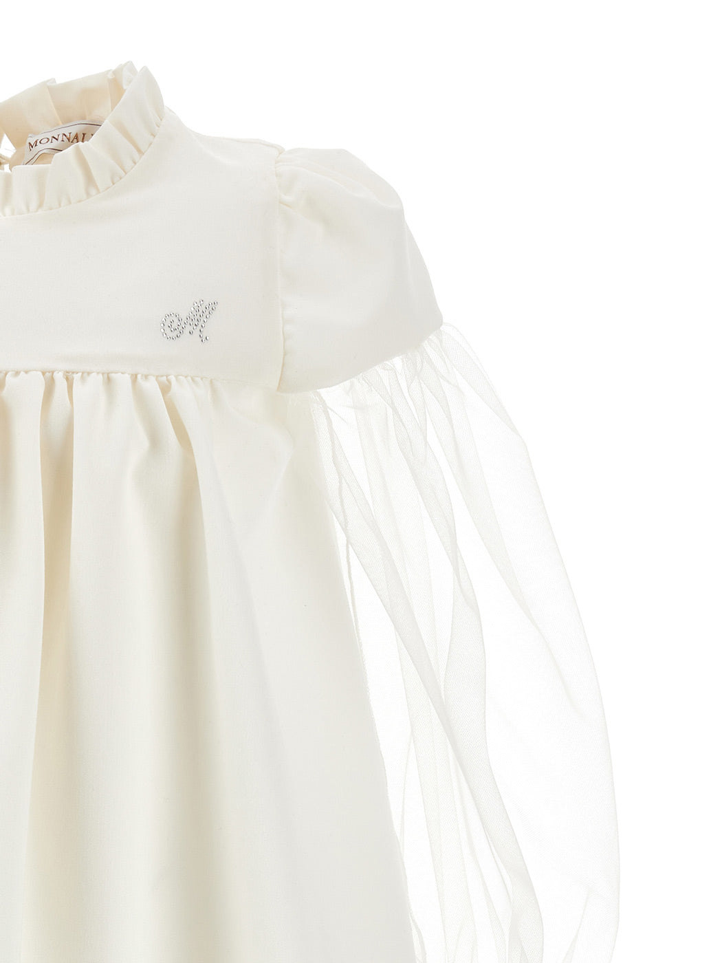 MONNALISA Παιδικό Λευκό φόρεμα με φουσκωτό μανίκι-17B901