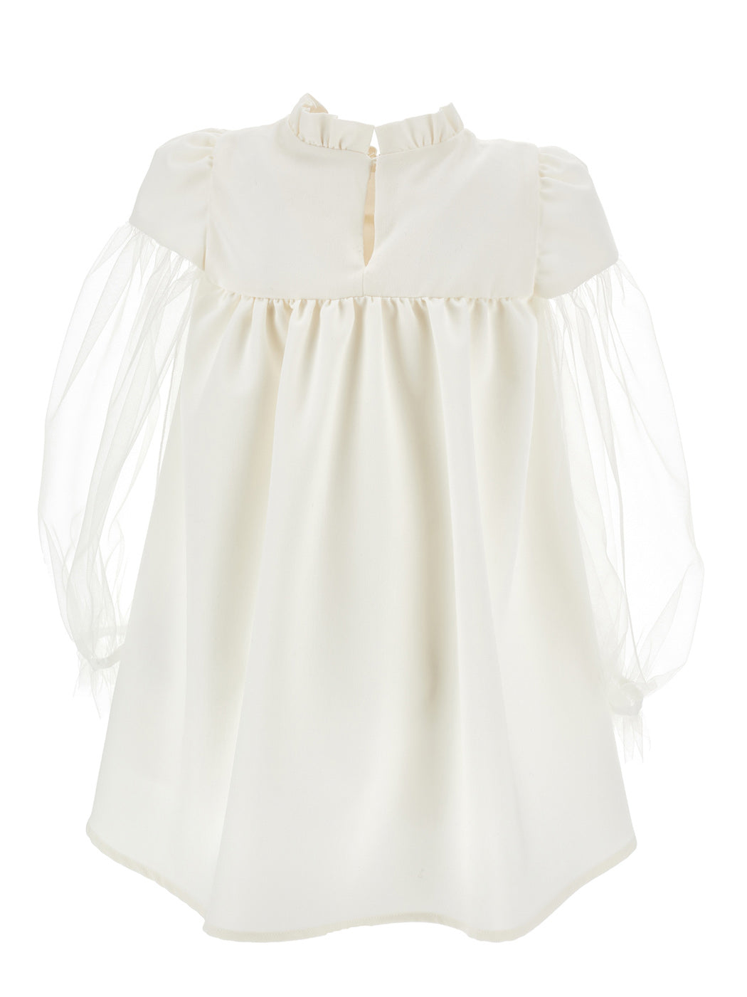 MONNALISA Παιδικό Λευκό φόρεμα με φουσκωτό μανίκι-17B901