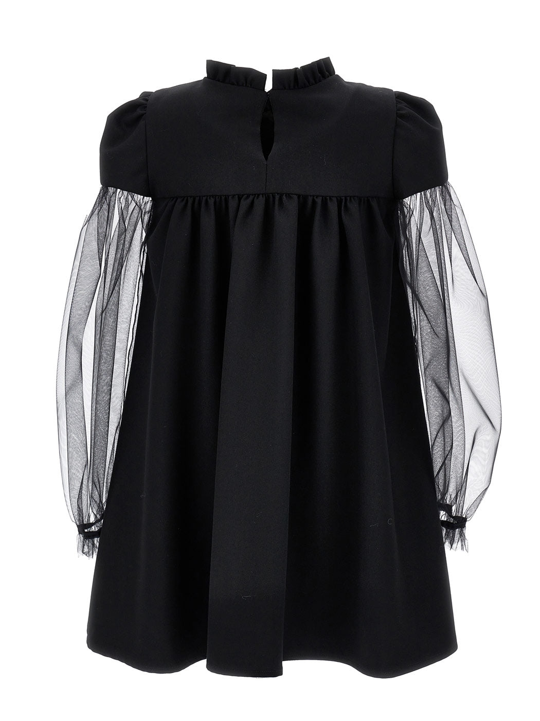 MONNALISA Girls black dress with Puff Sleeve-17B901