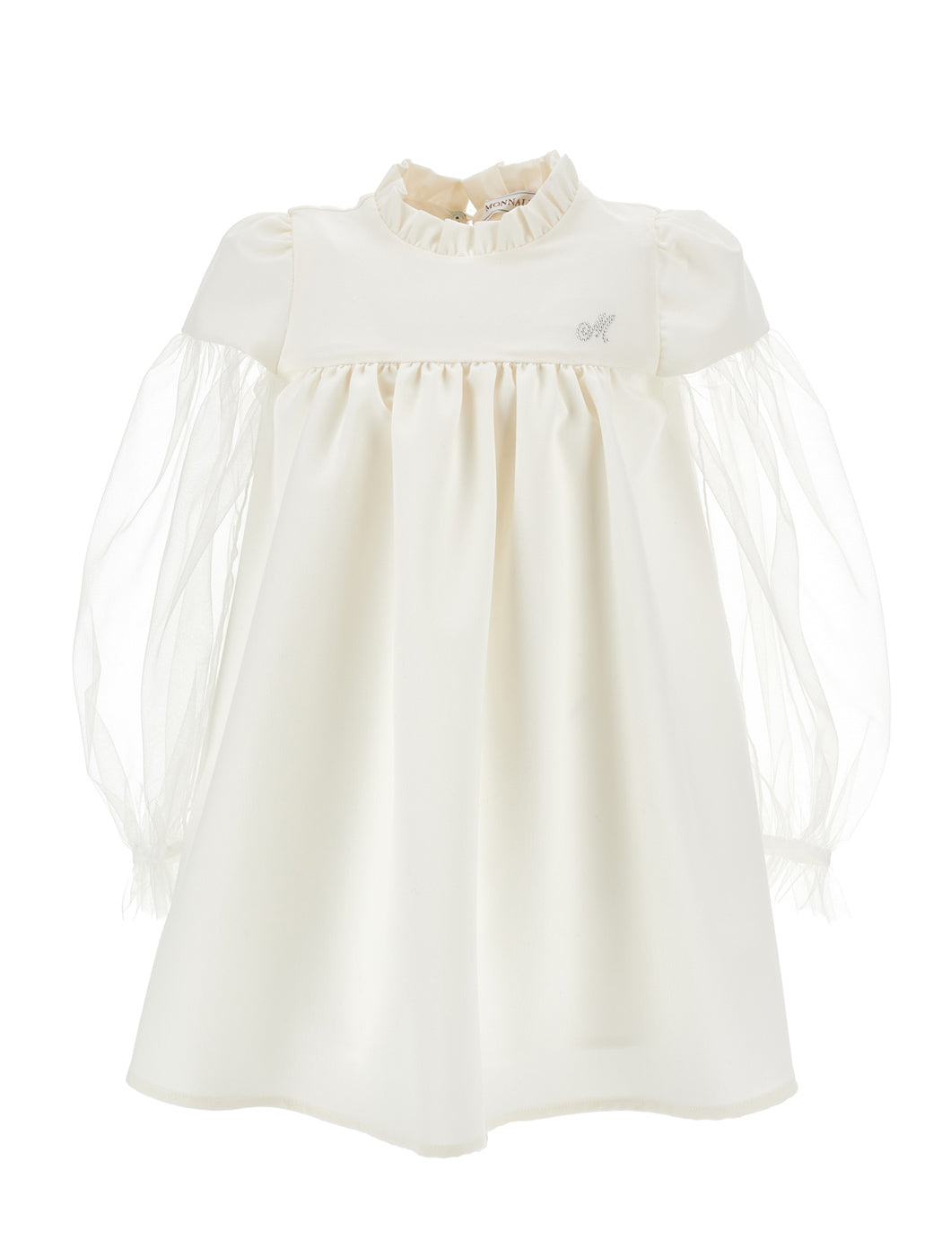MONNALISA Girls white dress with Puff Sleeve-17B901