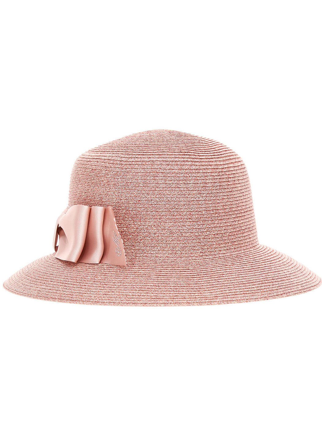 MONNALISA Raffia pink hat for girl with ribbon-17A003
