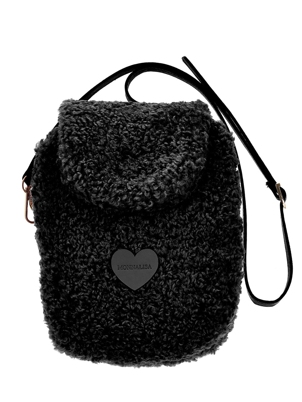 MONNALISA Plush shoulder bag - black