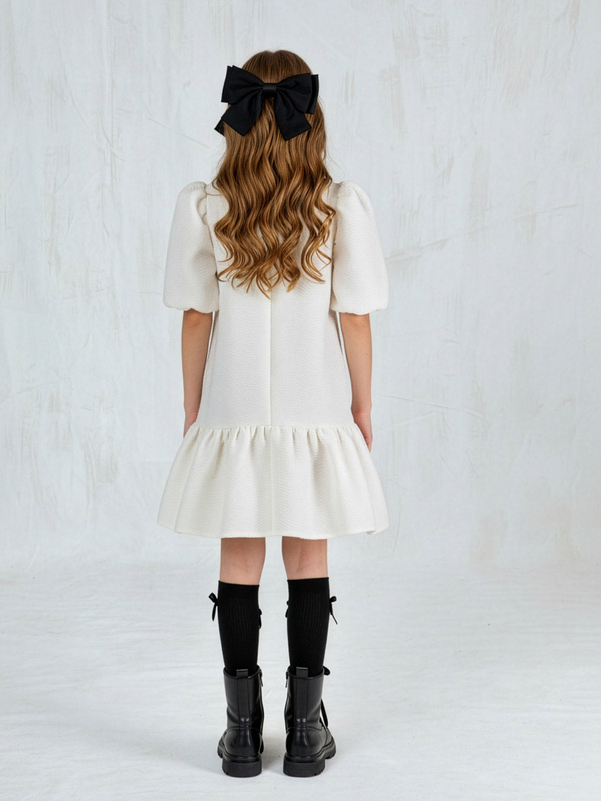 Girls' embossed dress with ruffles - DIOPE