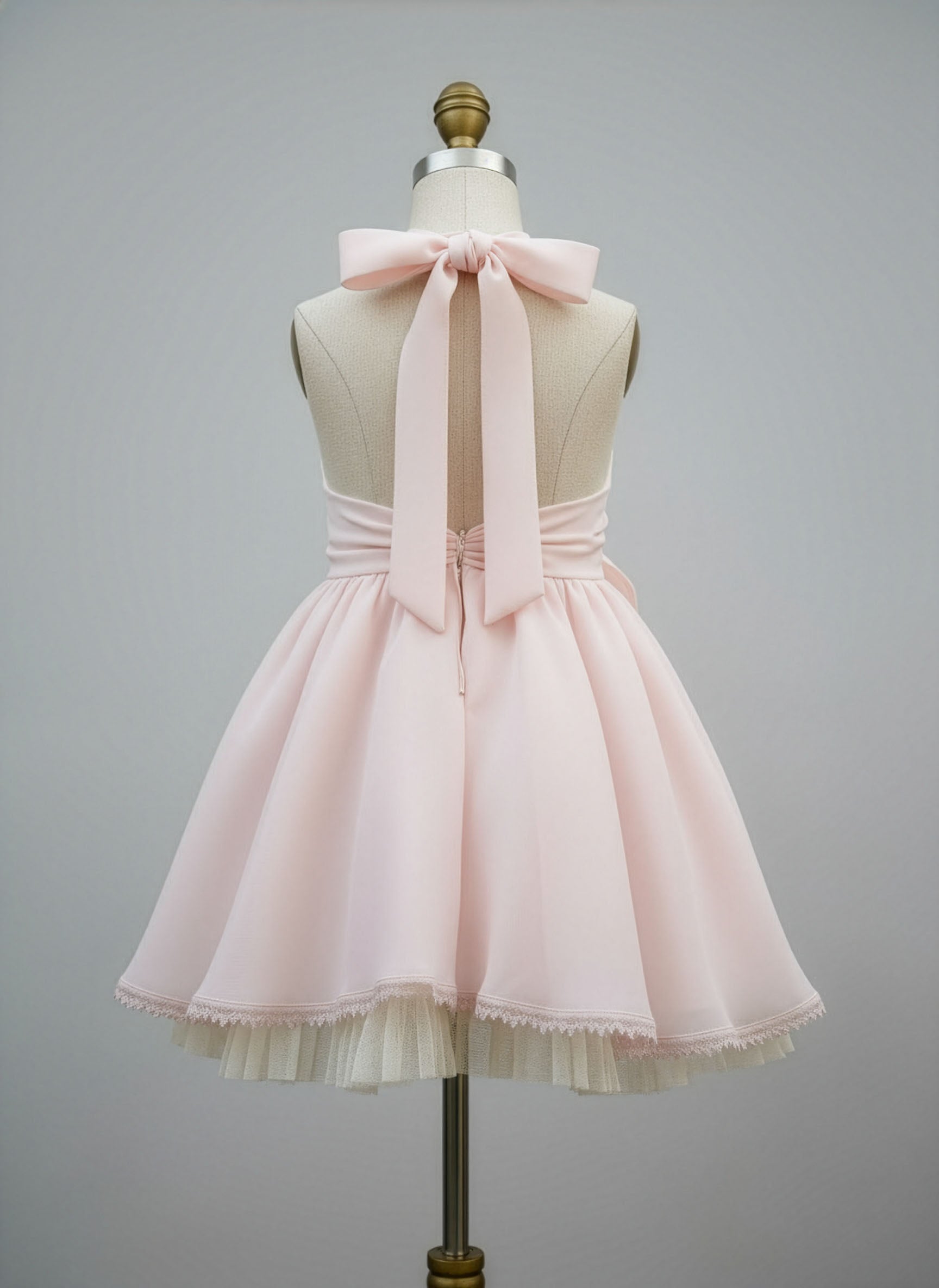 Baptism Halter-neck dress - PRISCILLA Pink