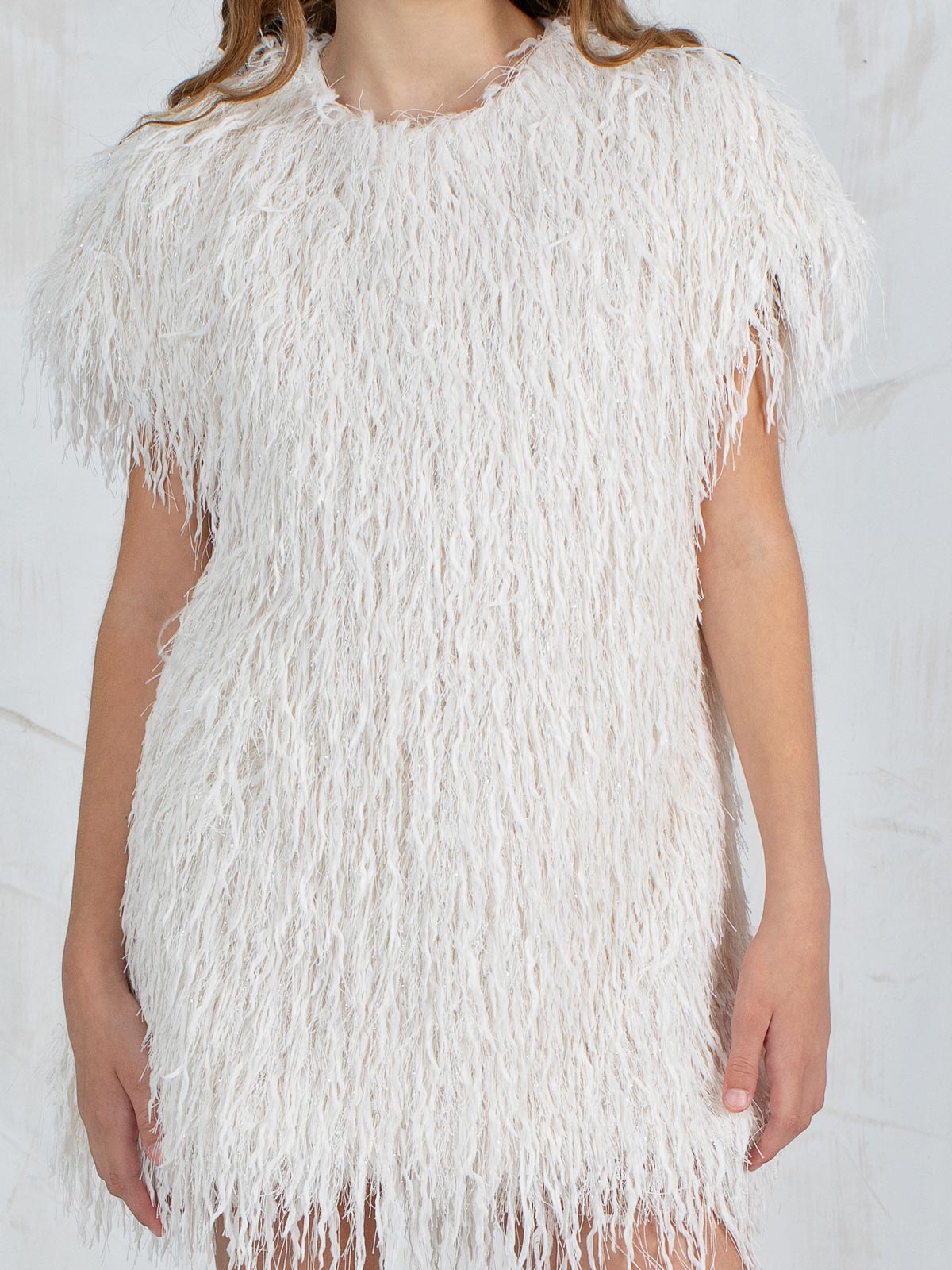 Girls' dress with fringes in regular line - DORA