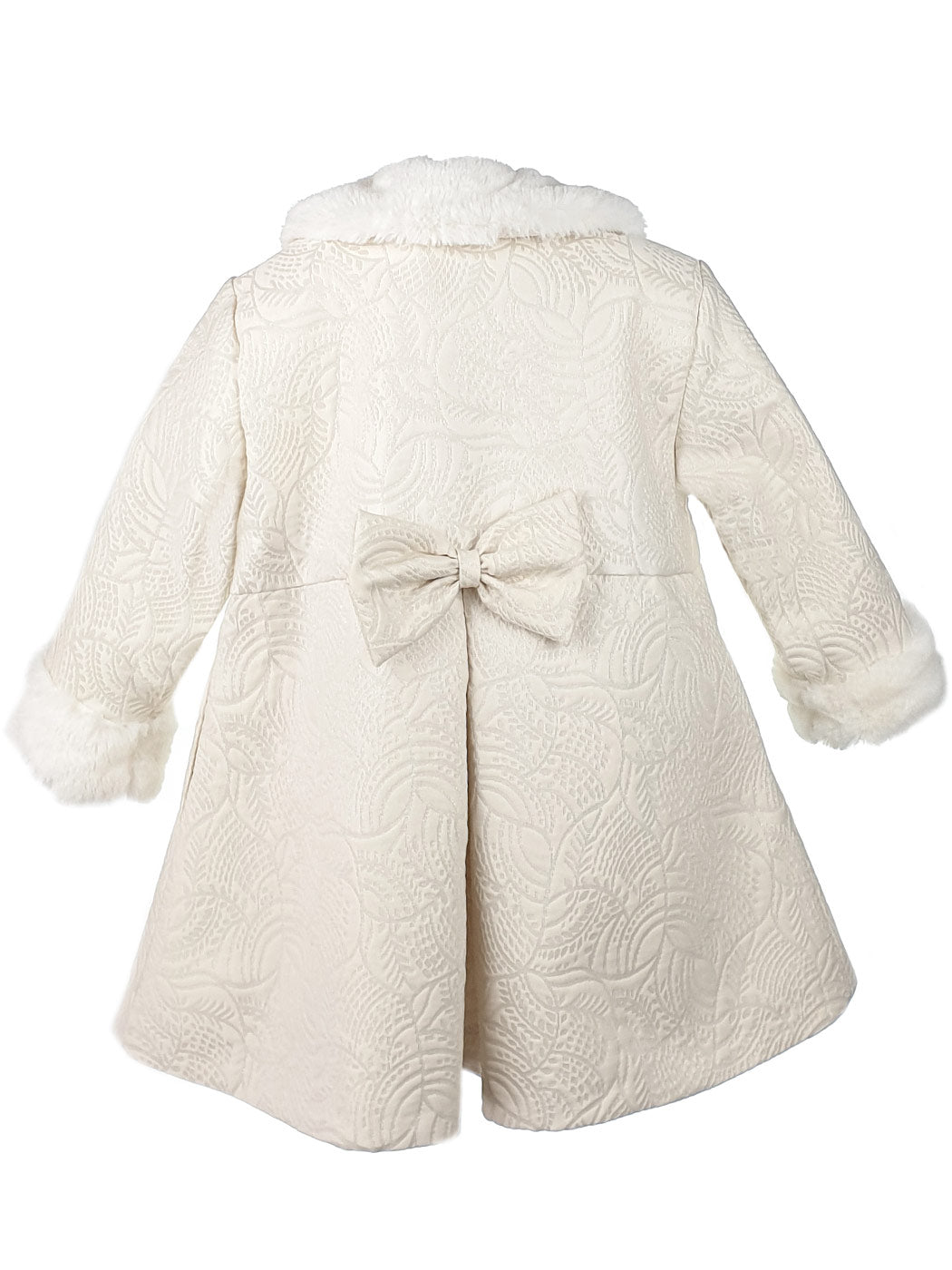 Baby's Brocade Coat with faux fur collar - EDUARDA Ecru