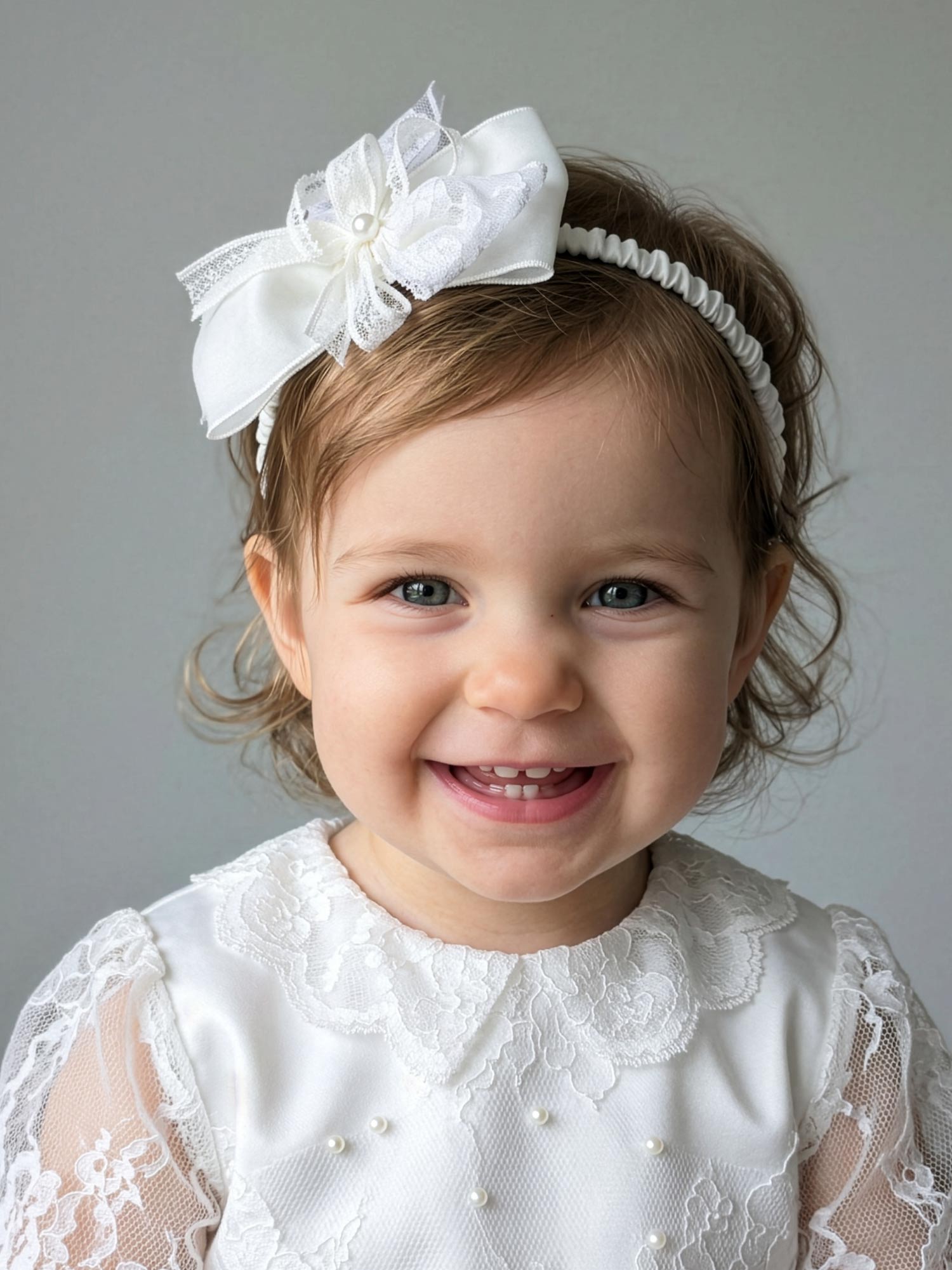 Girl's Hair ribbon with lace bow-ELISSA