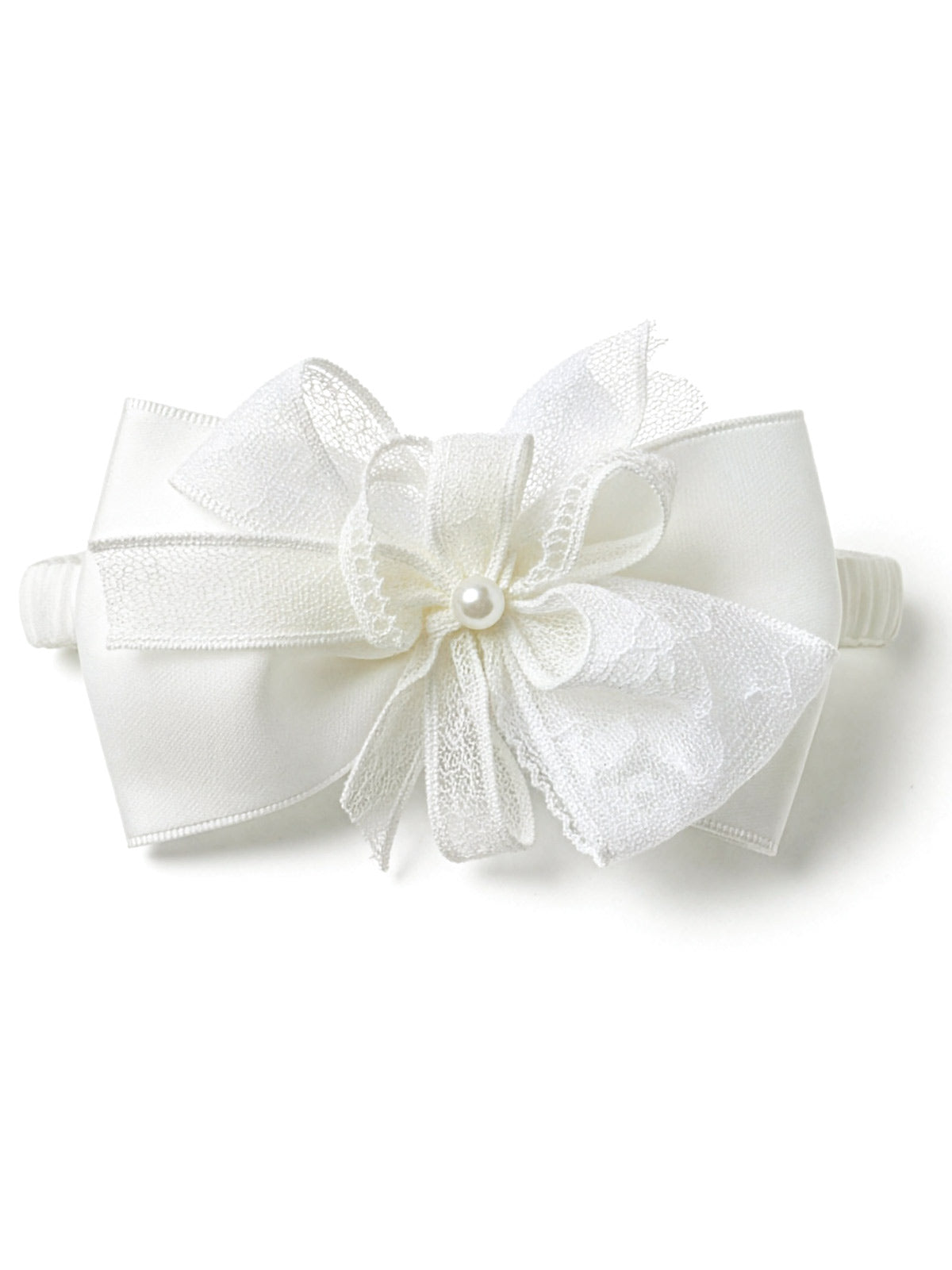 Girl's Hair ribbon with lace bow-ELISSA