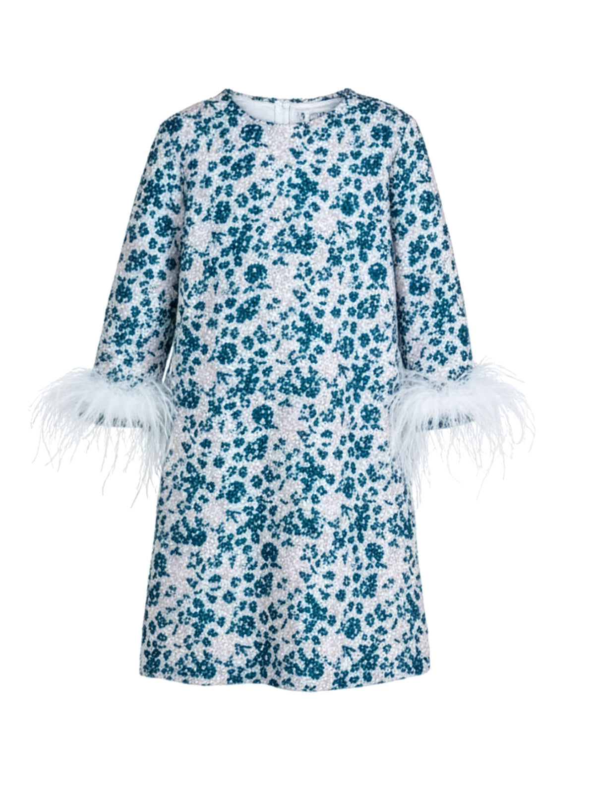 Girls' Velvet A-line dress with payette sequin - FEATHER