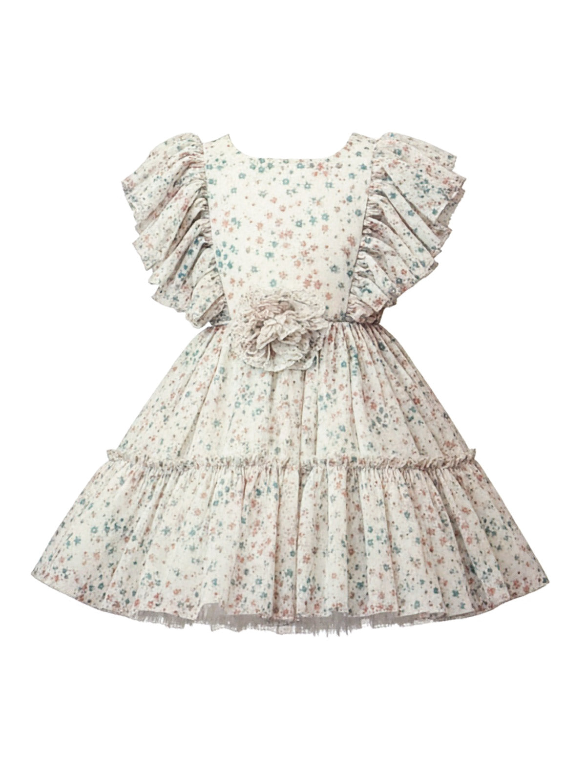Girl's Romantic floral print tulle dress - FLORIANA