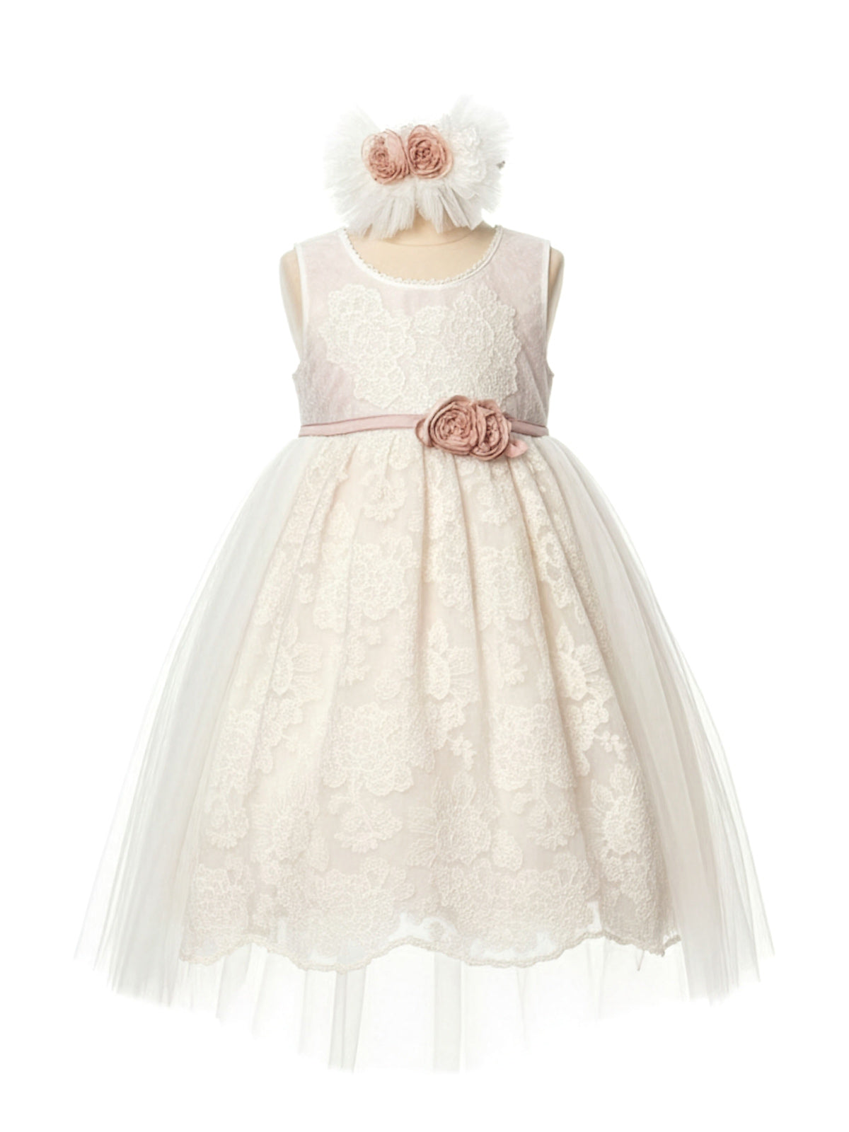 Baptism Lace dress for girl - FRIDA Ivory