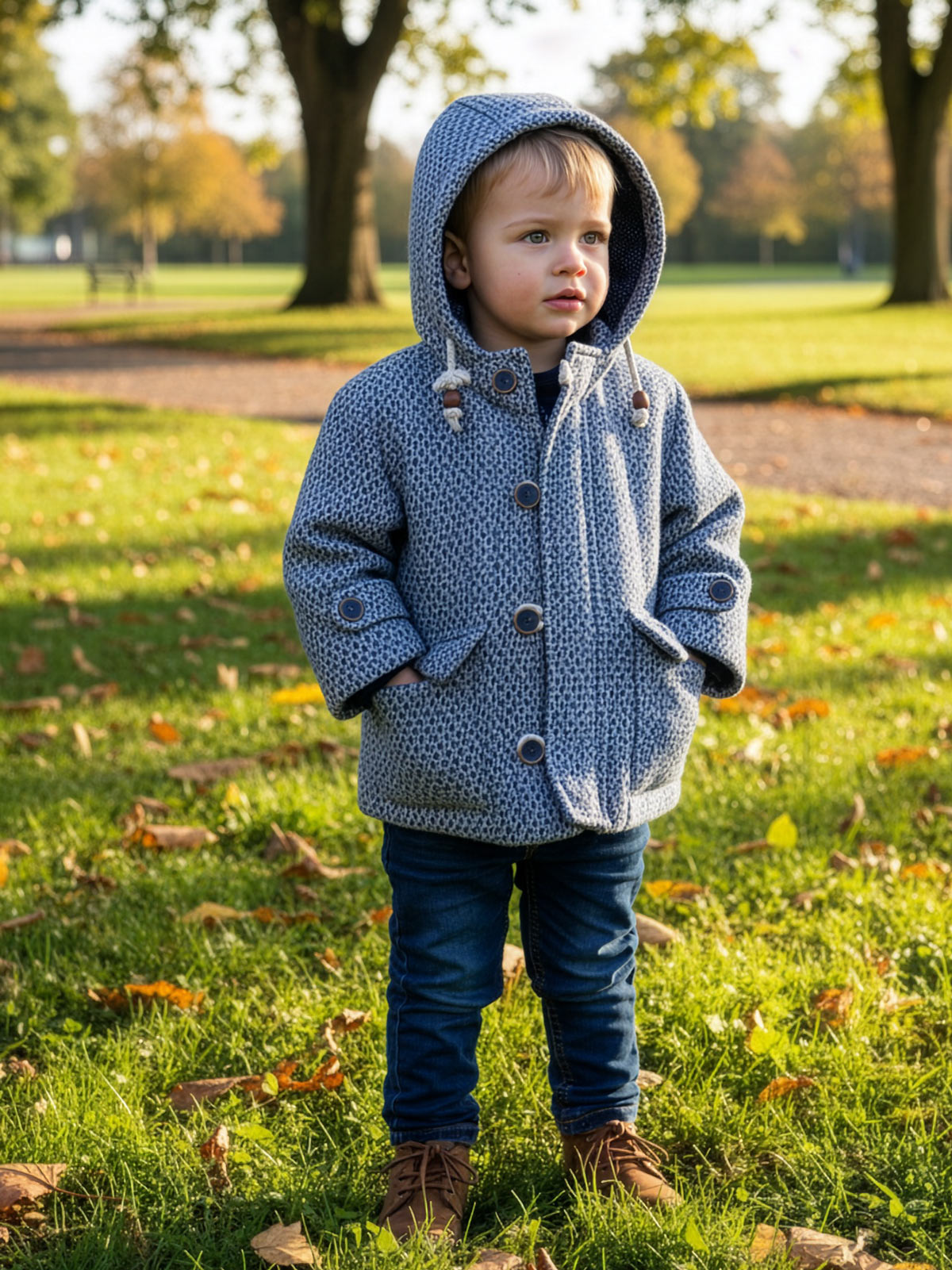 Boy's coat with checkered pattern - GERMAN Blue