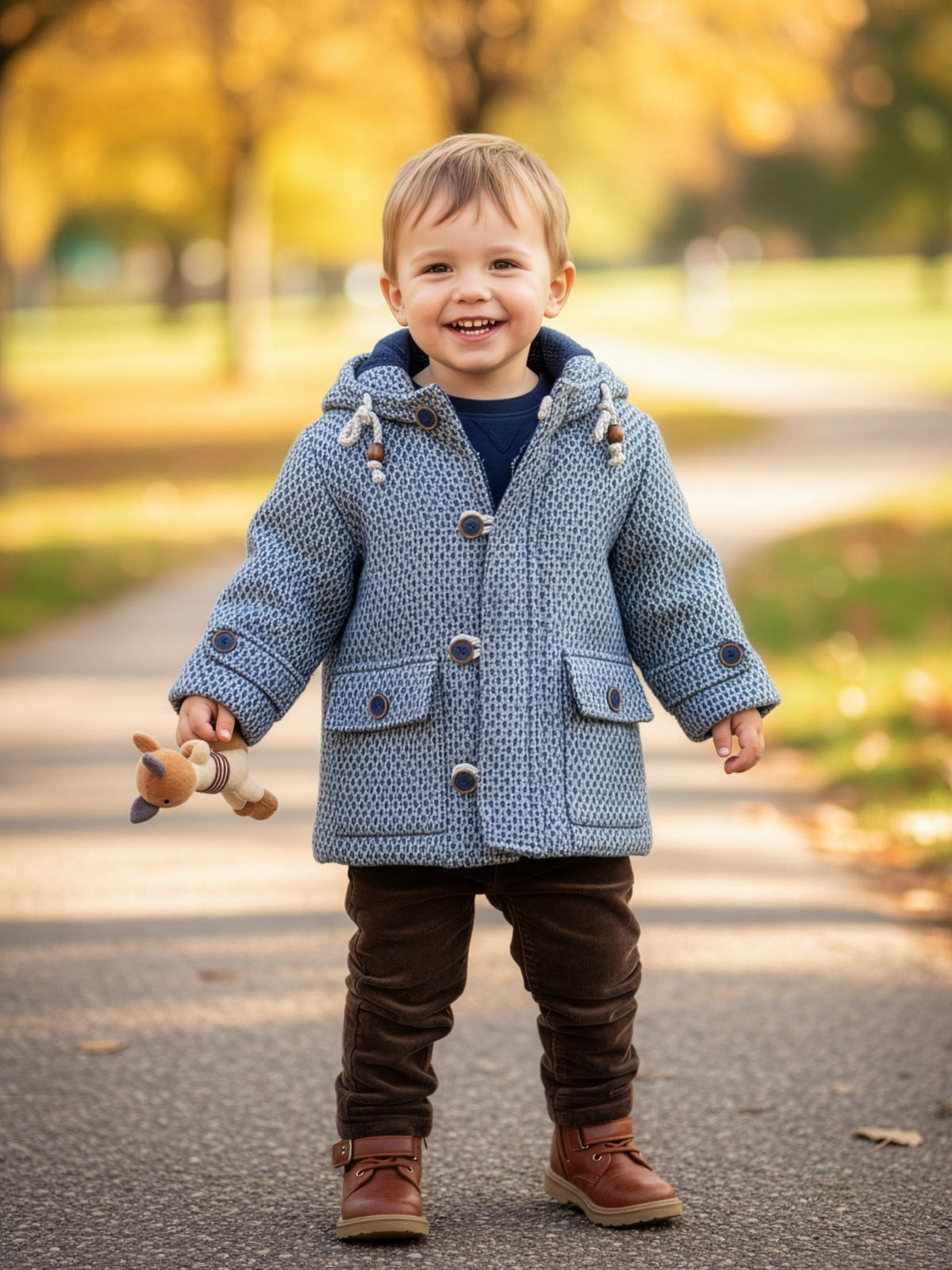 Boy's coat with checkered pattern - GERMAN Blue