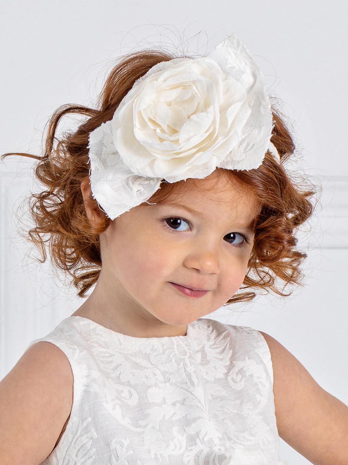 Girl's Headband with jacquard linen flower-HAPINESS