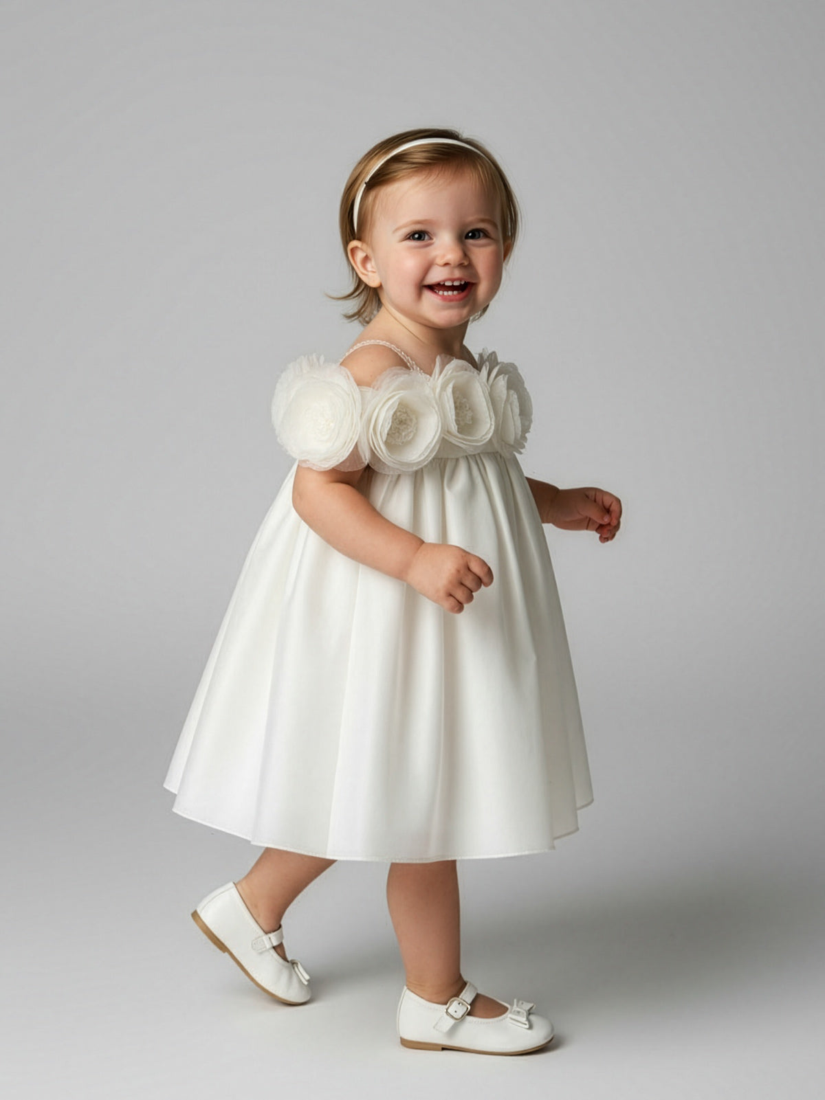 Girl's Silk dress with flowers-HERSILIA