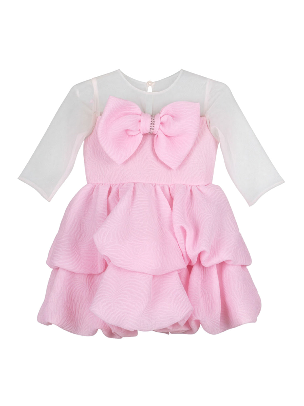 Girl's Balloon embossed dress long sleeve  - IROFILI WIND