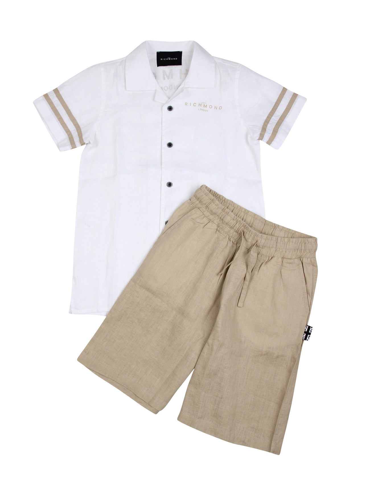JR-Boy's Set-Linen Shirt & Shorts with logo