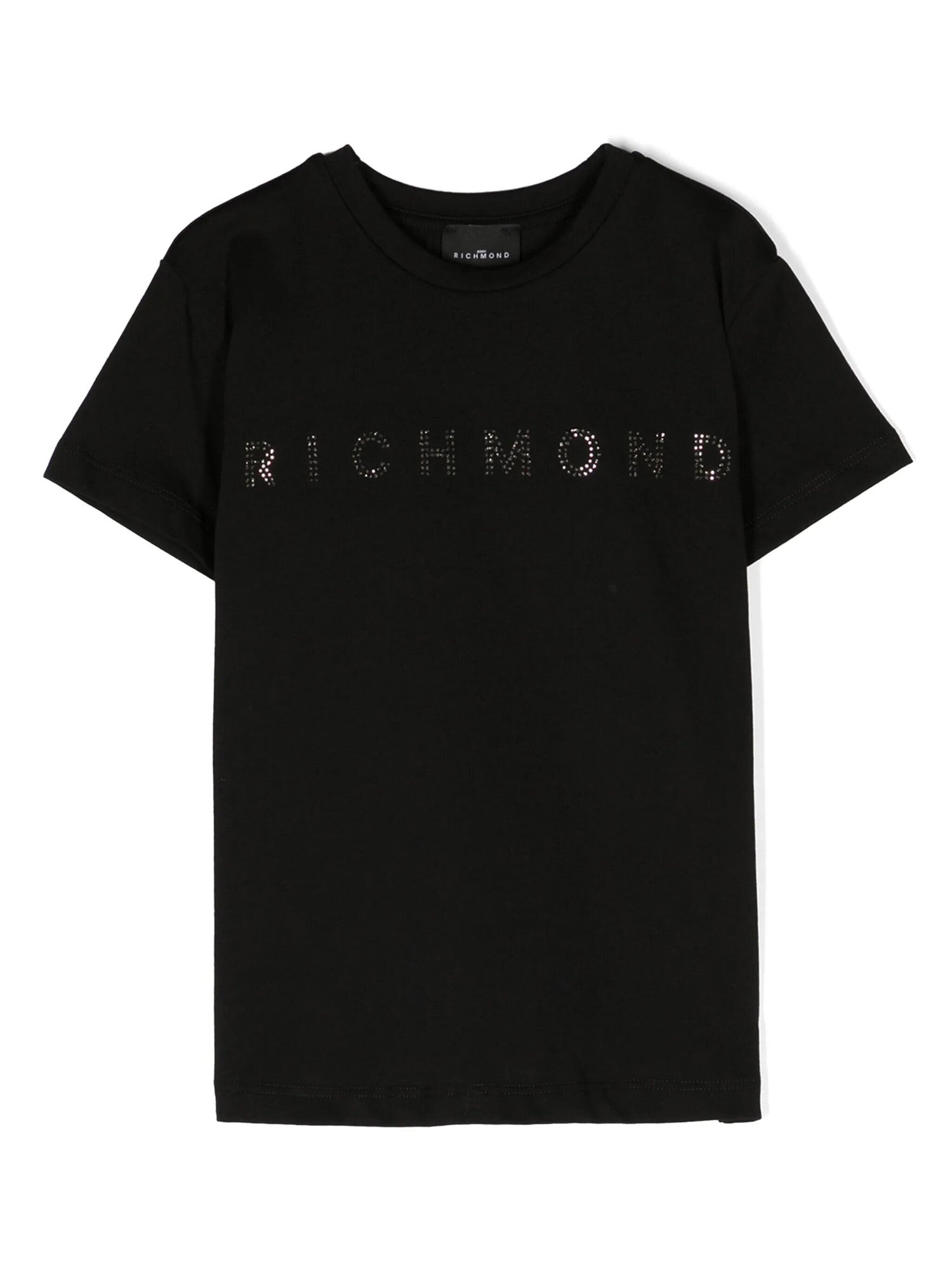 John Richmond Μαύρο βαμβακερό μπλουζάκι με στρας