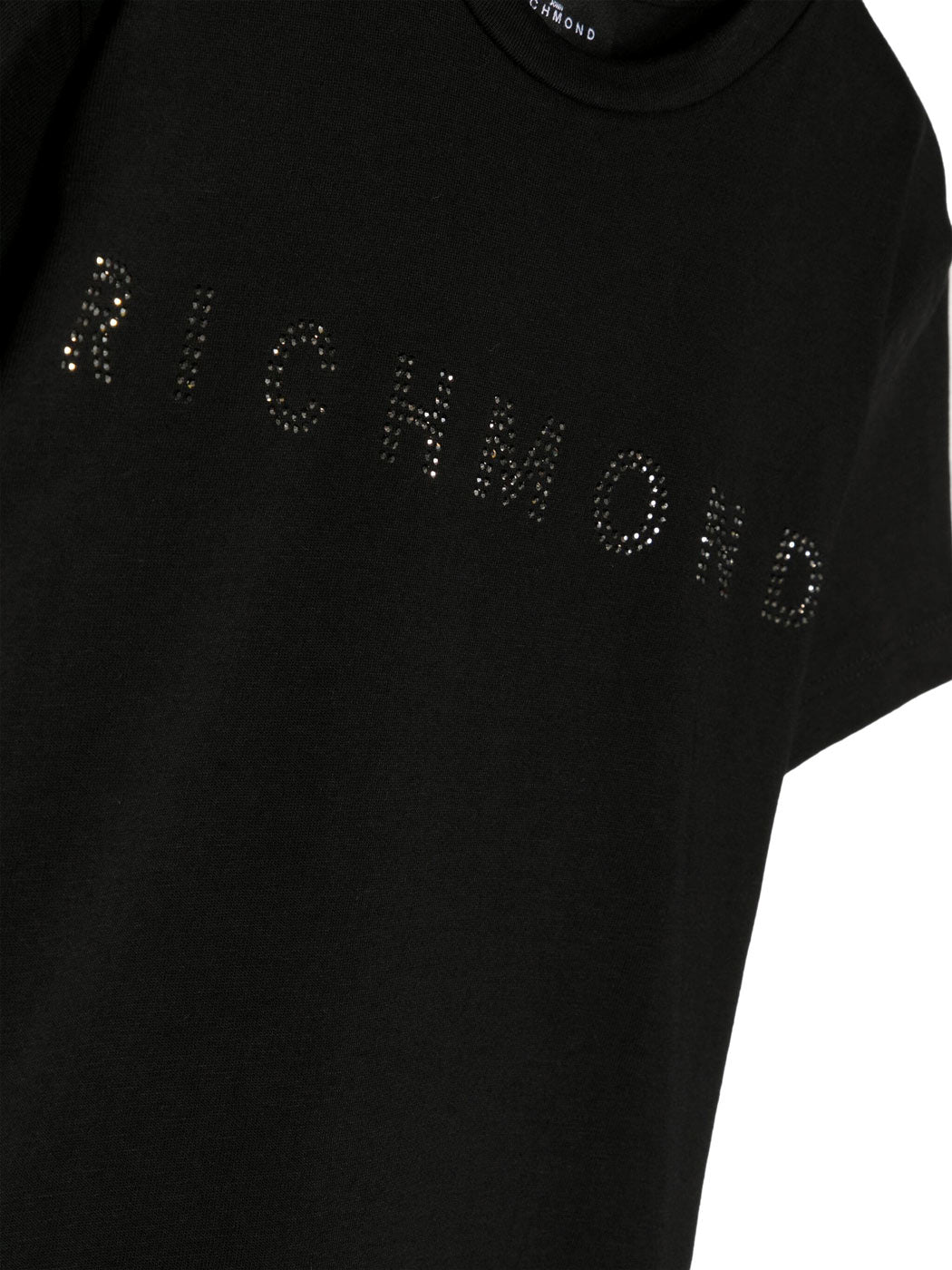 John Richmond Μαύρο βαμβακερό μπλουζάκι με στρας