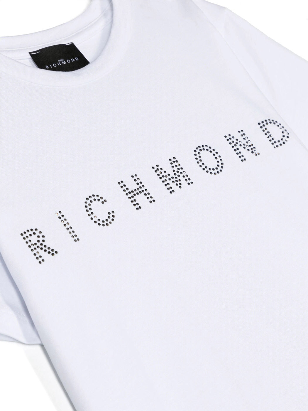 John Richmond Λευκό βαμβακερό μπλουζάκι με στρας