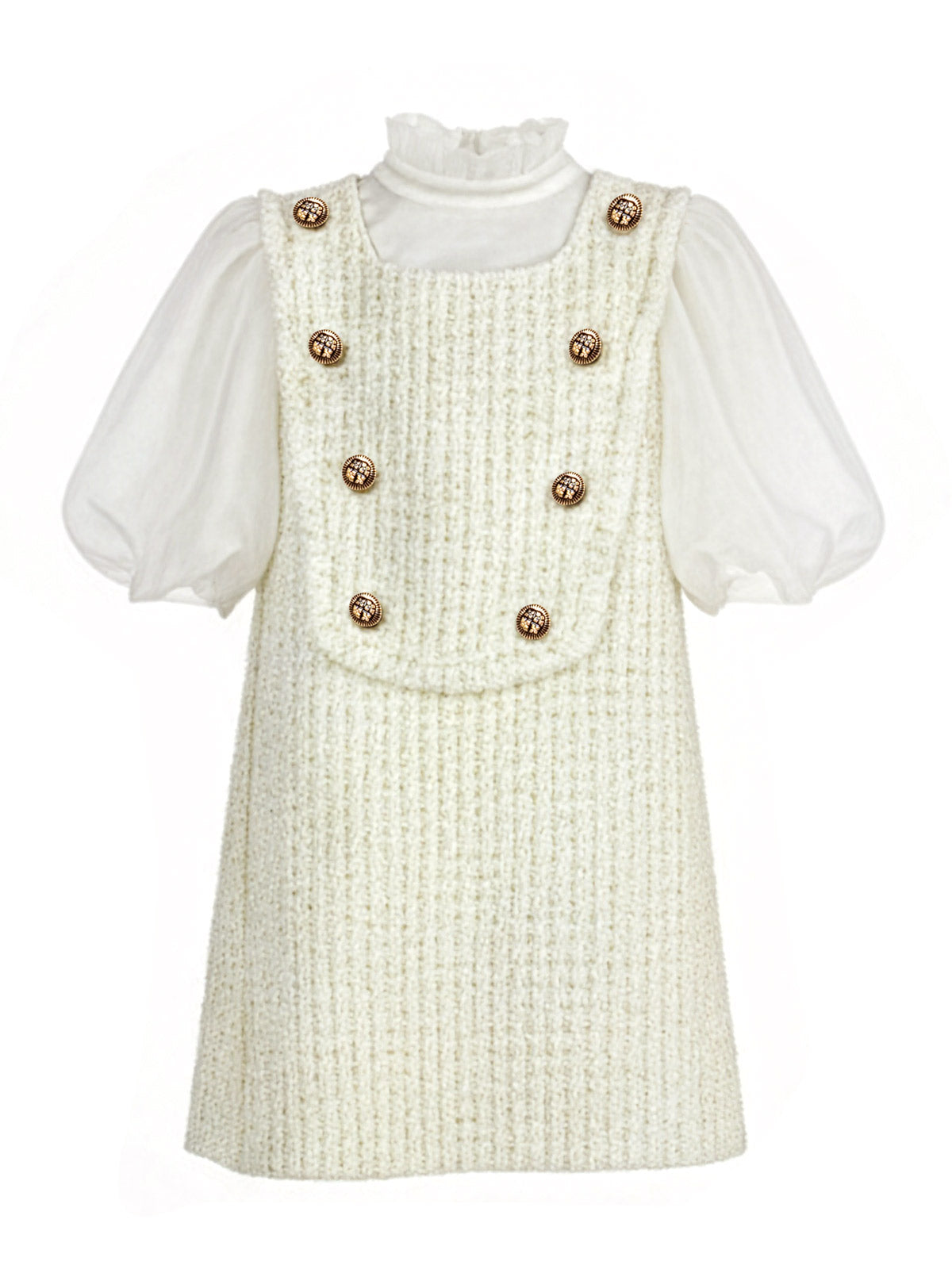 Girls' sleeveless Jacquard Dress with silk shirt - JULIANNE