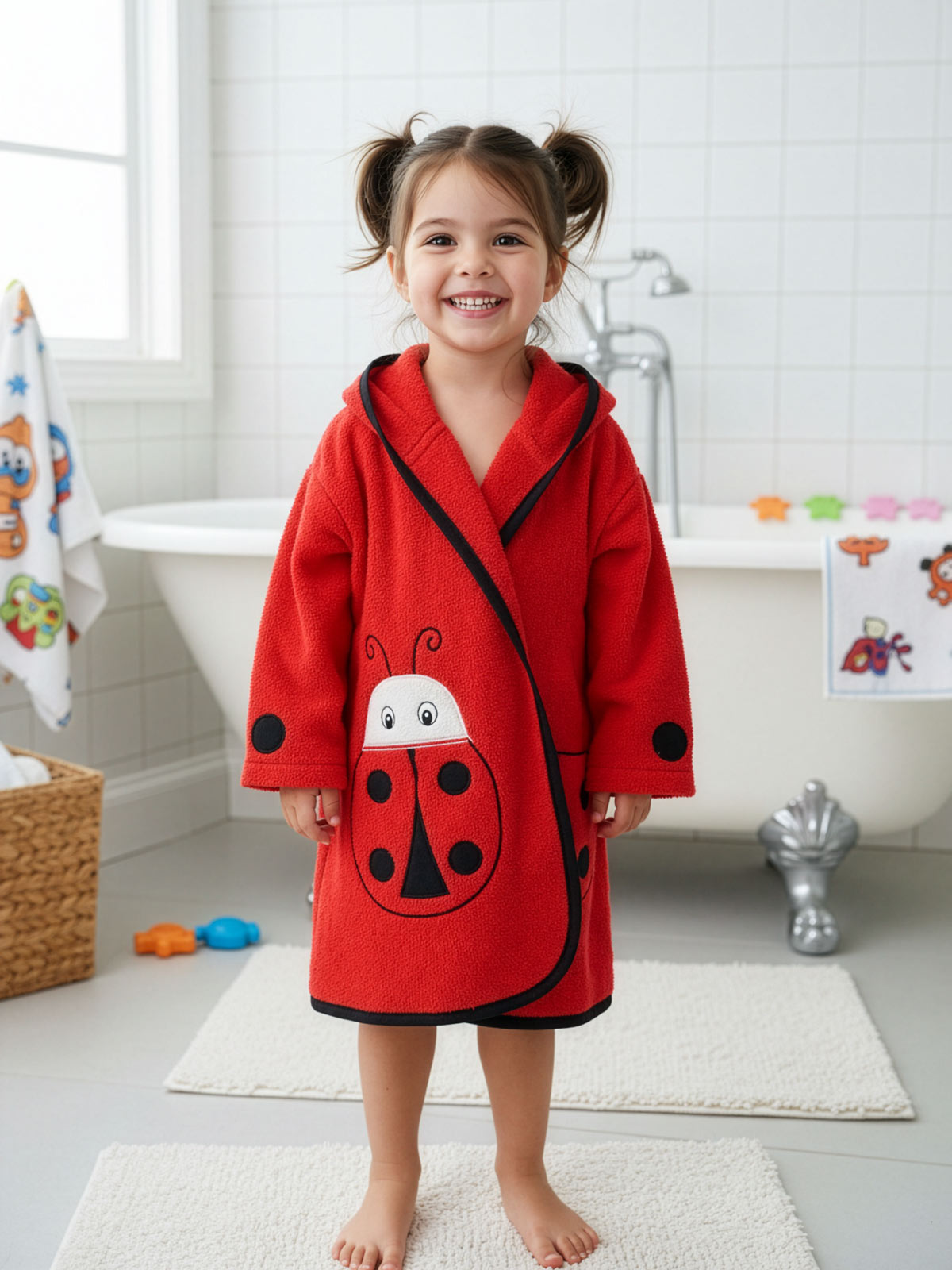 Baby Bathrobe with hood-LADYBUG