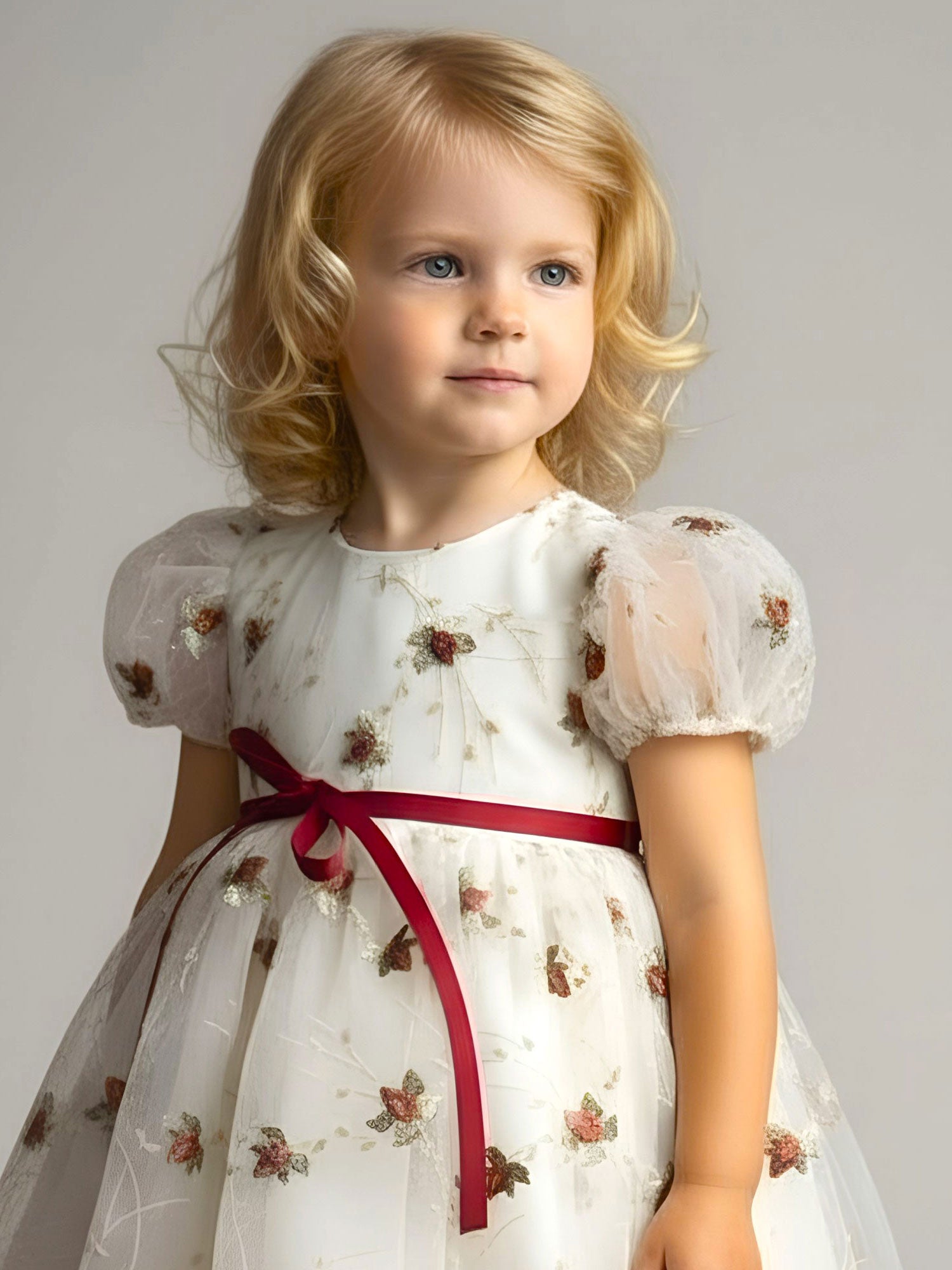Girl's embroidered tulle dress - LATIA