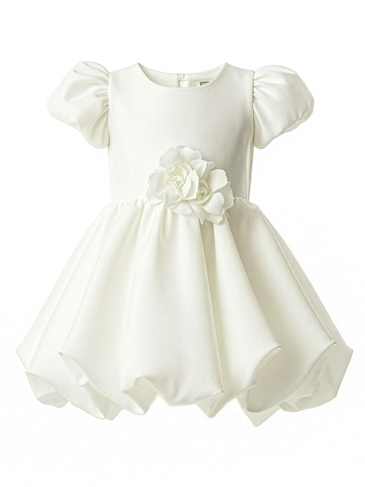 Girl's Silk dress with puffer sleeve-LATONA